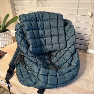 FP Movement Quilted Backpack Puffer Bag Green Gym Travel Free People